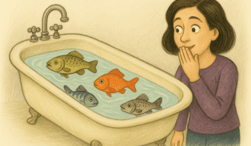 fresh fish in bathtub